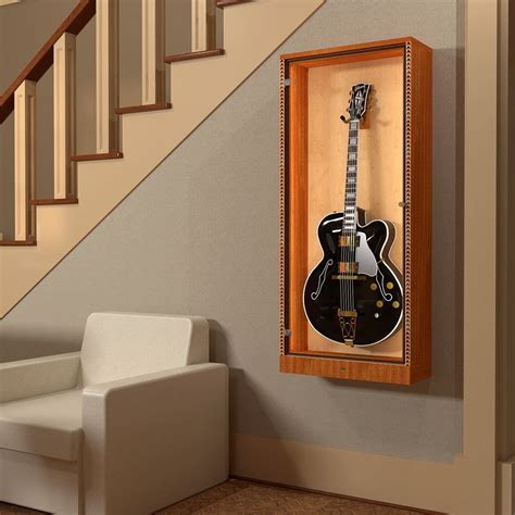 electric guitar shadow box|wall mounted guitar display cabinet.